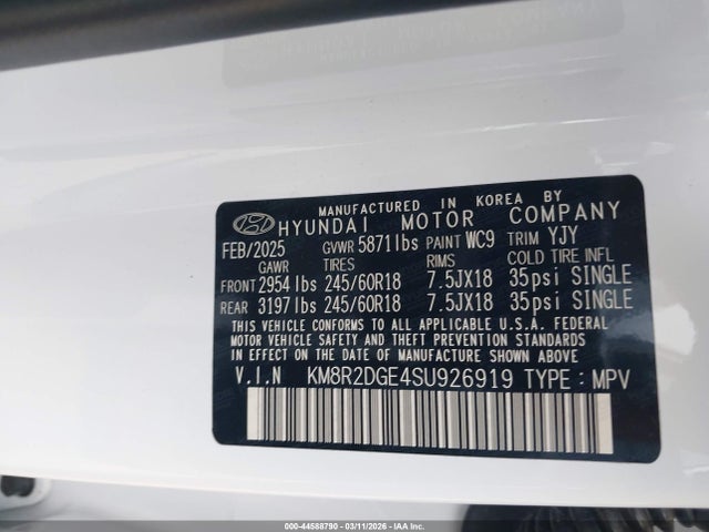 KM8R2DGE4SU926919 Hyundai Palisade Sel