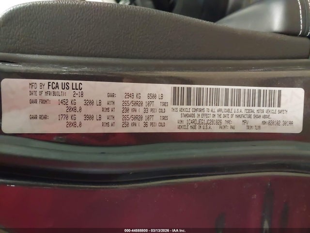 2018 Dodge Durango Citadel Awd მანქანა იყიდება აუქციონზე, vin: 1C4RDJEG1JC291826, აუქციონის ნომერი: 44588800