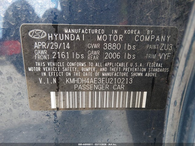 Hyundai ELANTRA SE 2014 KMHDH4AE3EU210213 Image 9