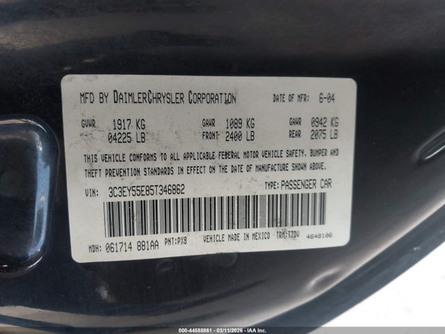 Продаж на аукціоні авто 2005 Chrysler Pt Cruiser Touring, vin: 3C3EY55E85T346862, номер лоту: 44588861