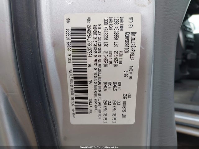 44588877 :رقم المزاد ، 2A4GP54L77R137264 vin ، 2007 Chrysler Town & Country Touring مزاد بيع