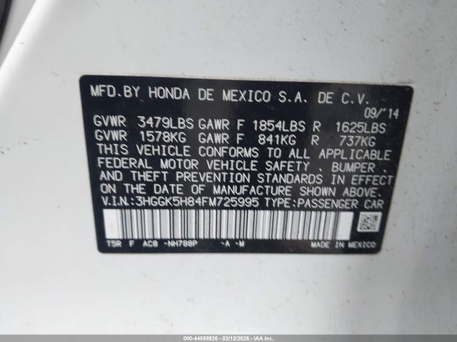 3HGGK5H84FM725995 Honda Fit Ex/ex-l