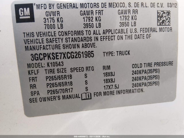2012 CHEVROLET SILVERADO 1500 3GCPKSE7XCG261985 Photo 8