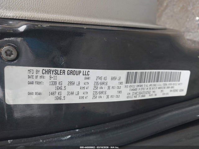 Продажа на аукционе авто 2012 Chrysler Town & Country Touring, vin: 2C4RC1BG4CR162562, номер лота: 44588982