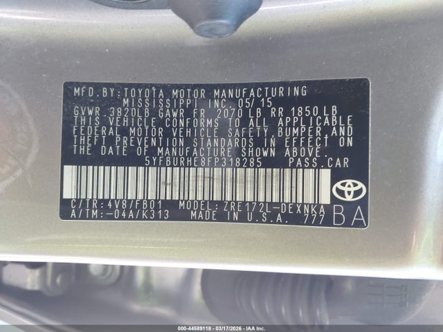 Toyota Corolla Le Plus 2015 5YFBURHE8FP318285 Image 9