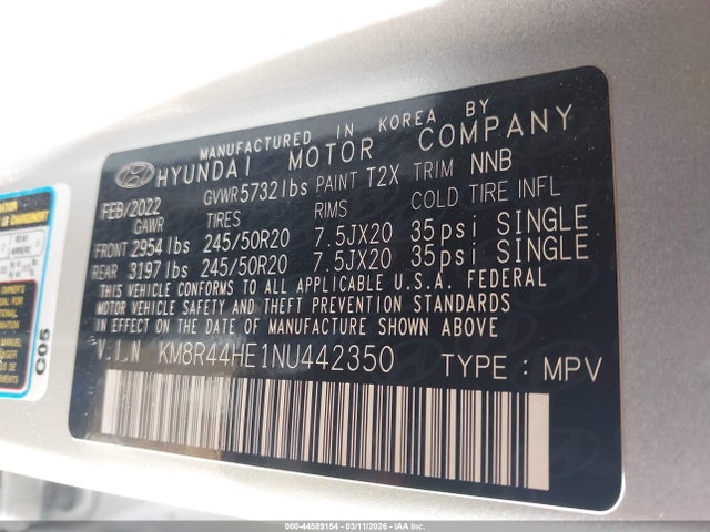 2022 HYUNDAI PALISADE KM8R44HE1NU442350 Photo 8