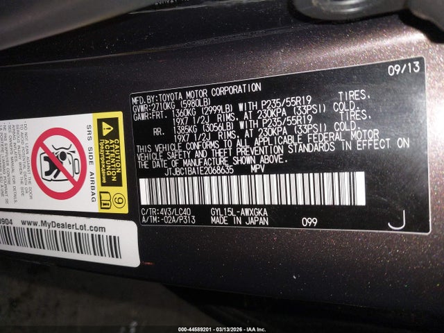 Aukcja sprzedaży 2014 Lexus Rx 450h, vin: JTJBC1BA1E2068635, numer aukcji: 44589201
