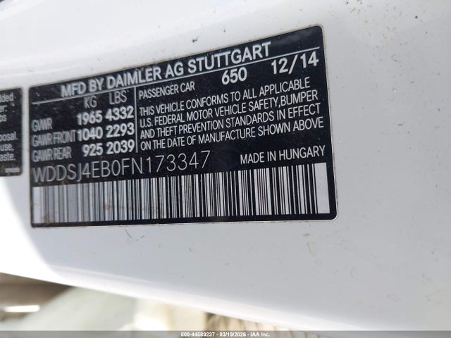 Aukcja sprzedaży 2015 Mercedes-benz Cla 250, vin: WDDSJ4EB0FN173347, numer aukcji: 44589237