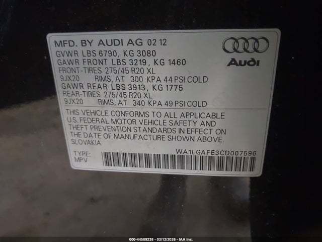 2012 AUDI Q7 WA1LGAFE3CD007596 Photo 8