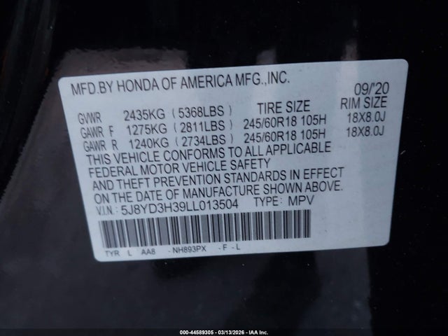 2020 ACURA MDX 5J8YD3H39LL013504 Photo 8