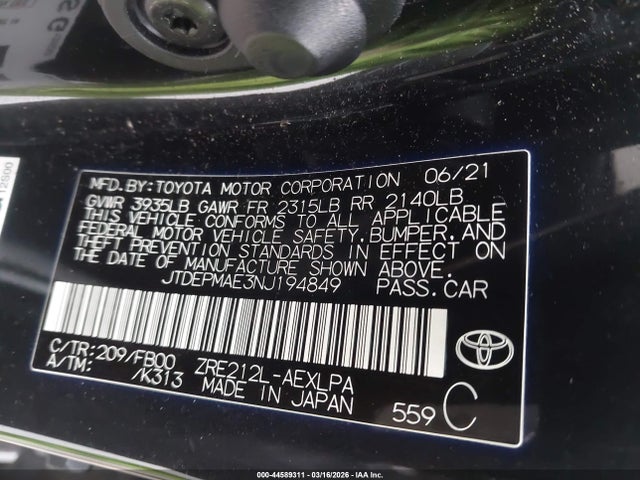 Toyota COROLLA LE 2022 JTDEPMAE3NJ194849 Image 9