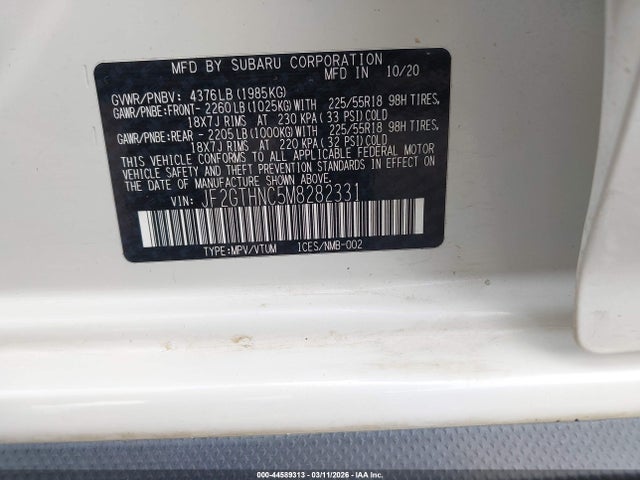 Продажа на аукционе авто 2021 Subaru Crosstrek Limited, vin: JF2GTHNC5M8282331, номер лота: 44589313