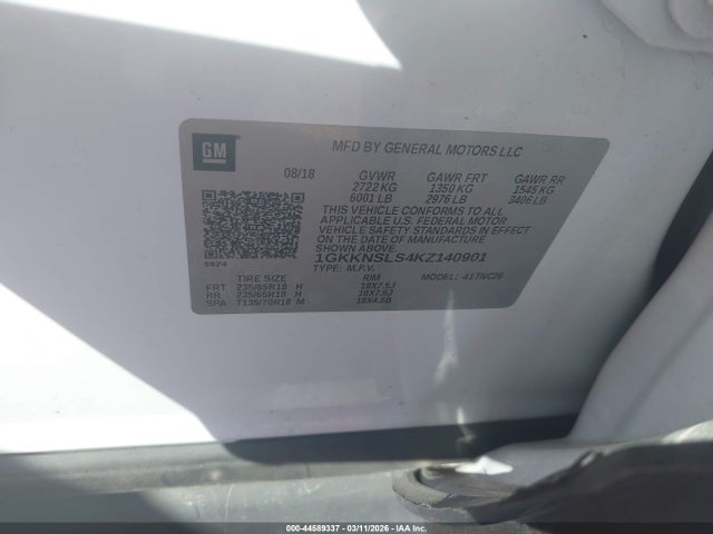 Aukcja sprzedaży 2019 Gmc Acadia Sle-2, vin: 1GKKNSLS4KZ140901, numer aukcji: 44589337