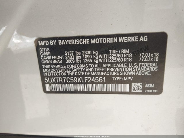 5UXTR7C59KLF24561 BMW X3 Sdrive30i