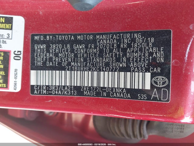 Toyota Corolla Xle 2019 2T1BURHE2KC140772 Image 9