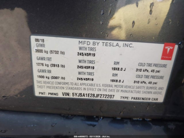 2018 TESLA MODEL S 5YJSA1E28JF272207 Photo 8
