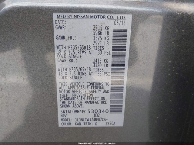 5N1AL0MM4FC530340 Infiniti QX60