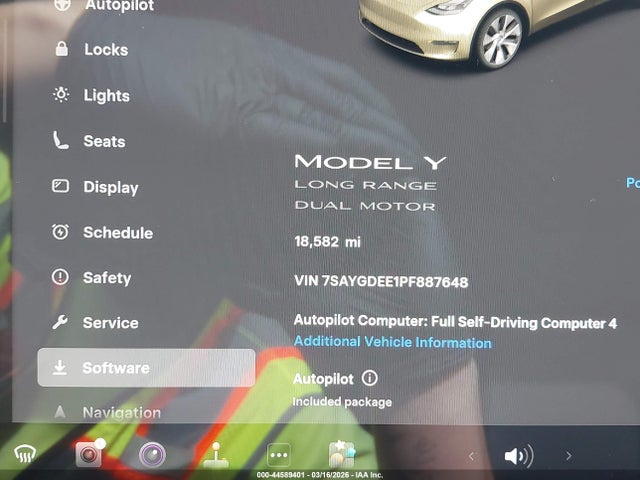 44589401 :رقم المزاد ، 7SAYGDEE1PF887648 vin ، 2023 Tesla Model Y Awd/long Range Dual Motor All-wheel Drive مزاد بيع