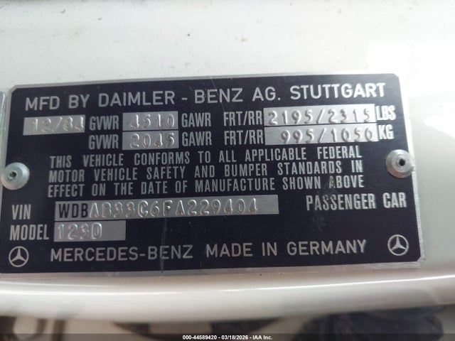 1985 MERCEDES-BENZ 300 WDBAB33C6FA229404 Photo 8