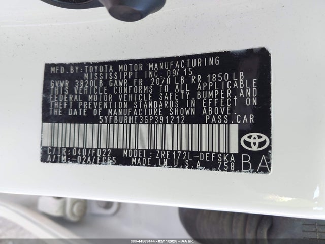 Toyota Corolla S Plus 2016 5YFBURHE3GP391212 Image 9