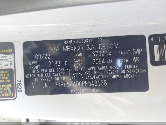 3KPF54AD6PE548168 KIA Forte Gt-line