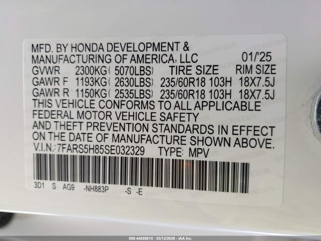 7FARS5H85SE032329 Honda Cr-v Hybrid Sport-l