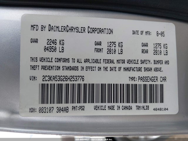 2006 CHRYSLER 300 2C3KA53G26H253776 Photo 8