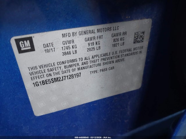Chevrolet Cruze Lt Auto 2018 1G1BE5SM2J7128197 Image 9