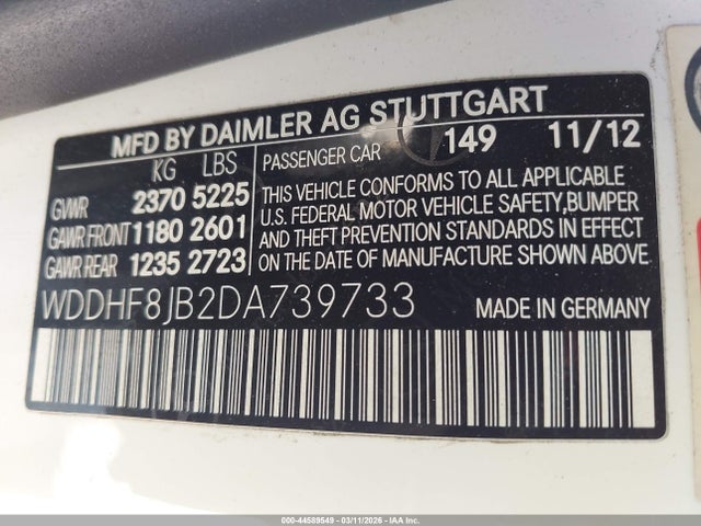 2013 Mercedes-benz E 350 4matic მანქანა იყიდება აუქციონზე, vin: WDDHF8JB2DA739733, აუქციონის ნომერი: 44589549