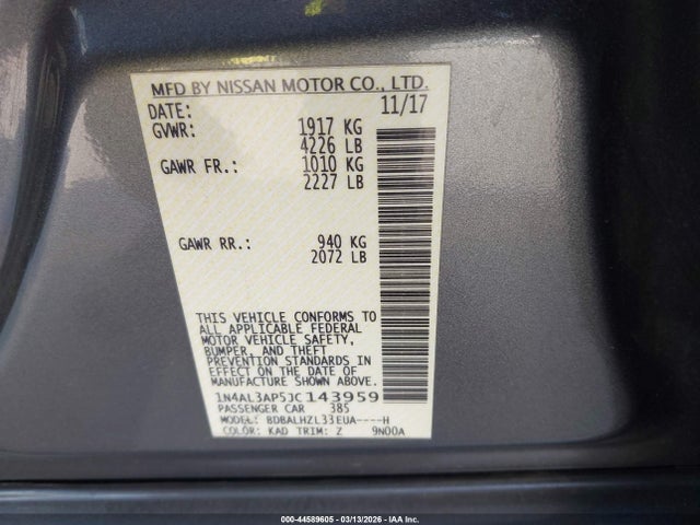 1N4AL3AP5JC143959 Nissan Altima 2.5 Sr