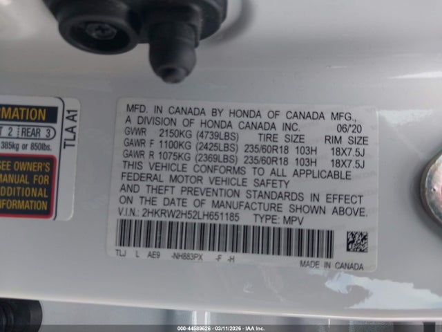 Honda Cr-v Awd Ex 2020 2HKRW2H52LH651185 Image 9