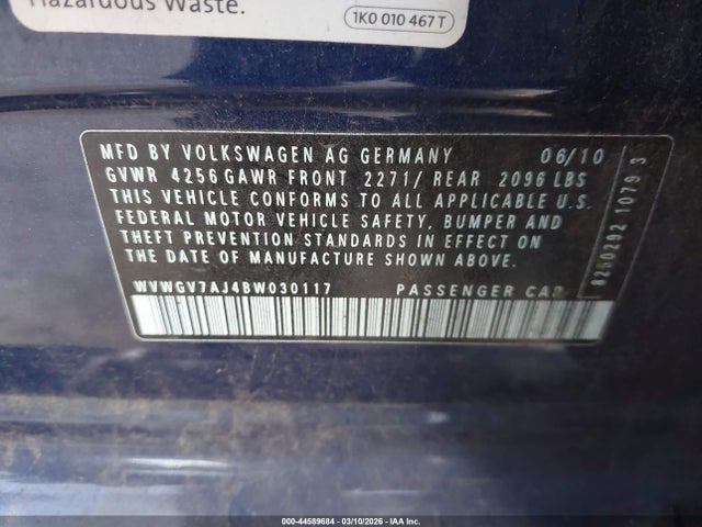Продаж на аукціоні авто 2011 Volkswagen Gti 4-door, vin: WVWGV7AJ4BW030117, номер лоту: 44589684