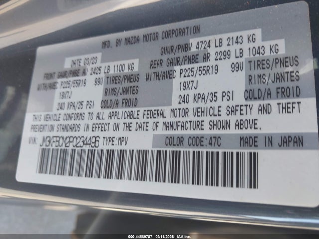 Aukcja sprzedaży 2023 Mazda Cx-5 2.5 S Carbon Edition, vin: JM3KFBCM2P0234496, numer aukcji: 44589787