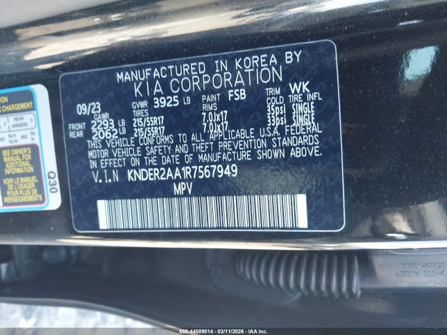 44589814 :رقم المزاد ، KNDER2AA1R7567949 vin ، 2024 Kia Seltos Ex مزاد بيع