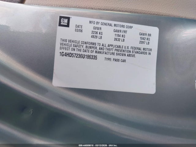 Aukcja sprzedaży 2006 Buick Lucerne Cxl, vin: 1G4HD57236U186335, numer aukcji: 44589818