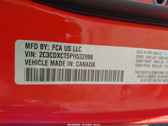 Продажа на аукционе авто 2023 Dodge Charger R/t, vin: 2C3CDXCT5PH532998, номер лота: 44589856