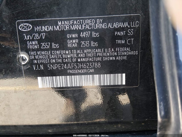 5NPE24AF5JH623788 Hyundai SONATA SE