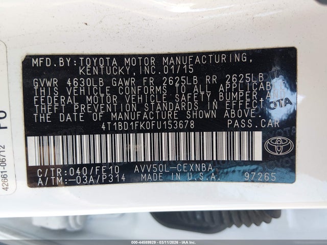 2015 TOYOTA CAMRY HYBRID 4T1BD1FK0FU153678 Photo 8