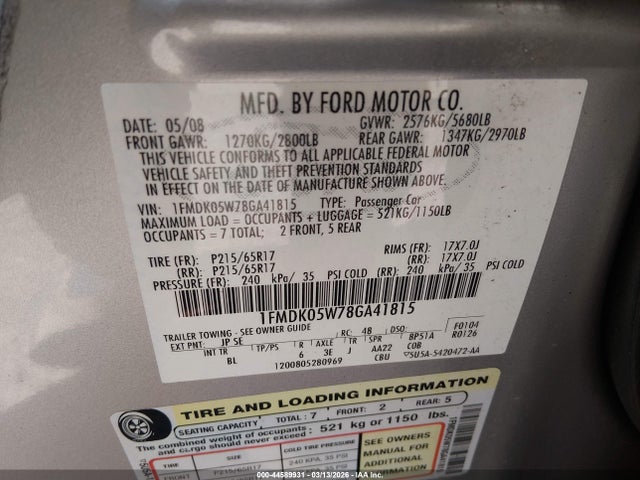 2008 FORD TAURUS X 1FMDK05W78GA41815 Photo 8