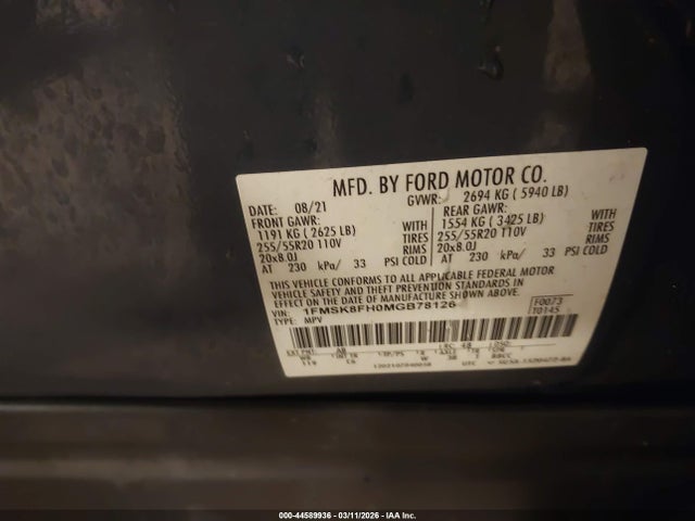 2021 FORD EXPLORER 1FMSK8FH0MGB78126 Photo 8