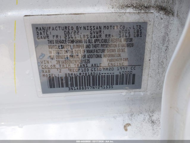 Aukcja sprzedaży 2022 Nissan Sentra Sr Xtronic Cvt, vin: 3N1AB8DV7NY291535, numer aukcji: 44589958