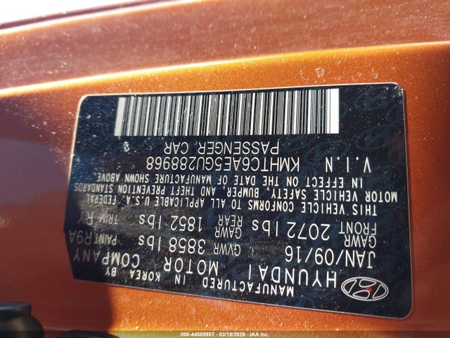 Aukcja sprzedaży 2016 Hyundai Veloster Turbo, vin: KMHTC6AE5GU288968, numer aukcji: 44589987