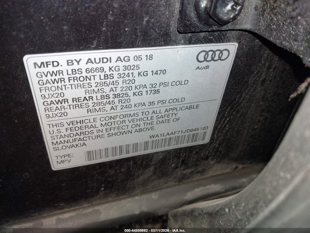 2018 AUDI Q7 WA1LAAF71JD045103 Photo 8