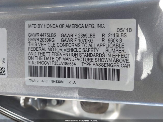 1HGCV1F35JA185634 Honda Accord Sport