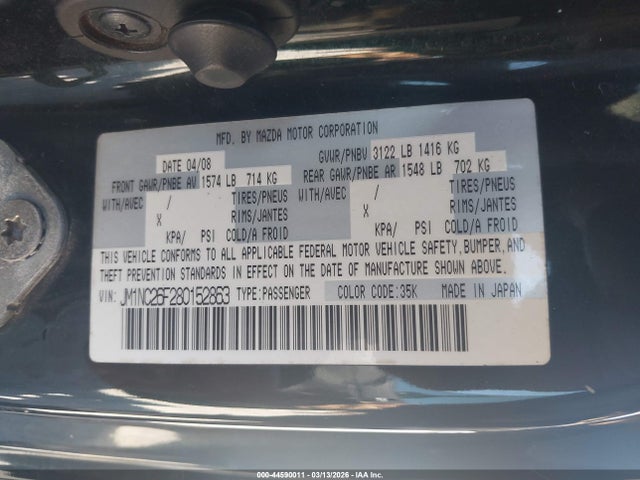 2008 MAZDA MX-5 JM1NC26F280152863 Photo 8