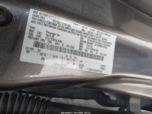 Ford FOCUS SE 2014 1FADP3F28EL354996 Image 9