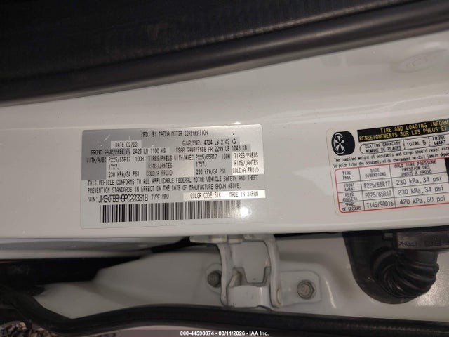 44590074 :رقم المزاد ، JM3KFBBM9P0223318 vin ، 2023 Mazda Cx-5 2.5 S Select مزاد بيع