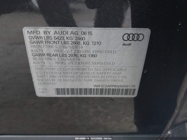 2016 AUDI Q5 WA1C2AFP8GA006175 Photo 8