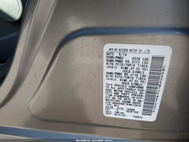 Nissan Rogue Select S 2014 JN8AS5MT2EW613679 Image 9