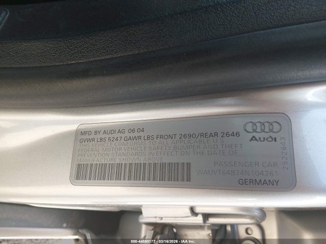 2004 AUDI A6 WAUVT64B74N104261 Photo 8